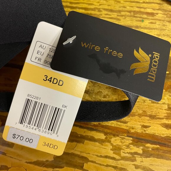 Wacoal Ultimate Side Smoother Wireless Bra Black Sz 34DD 852281 - Picture 5 of 5